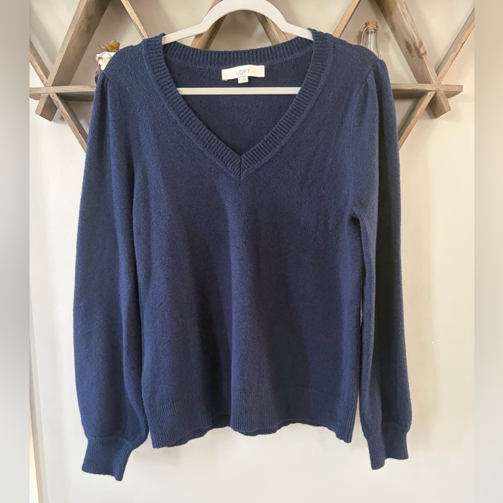 LOFT Deep Blue V-Neck Sweater. Women’s size large.